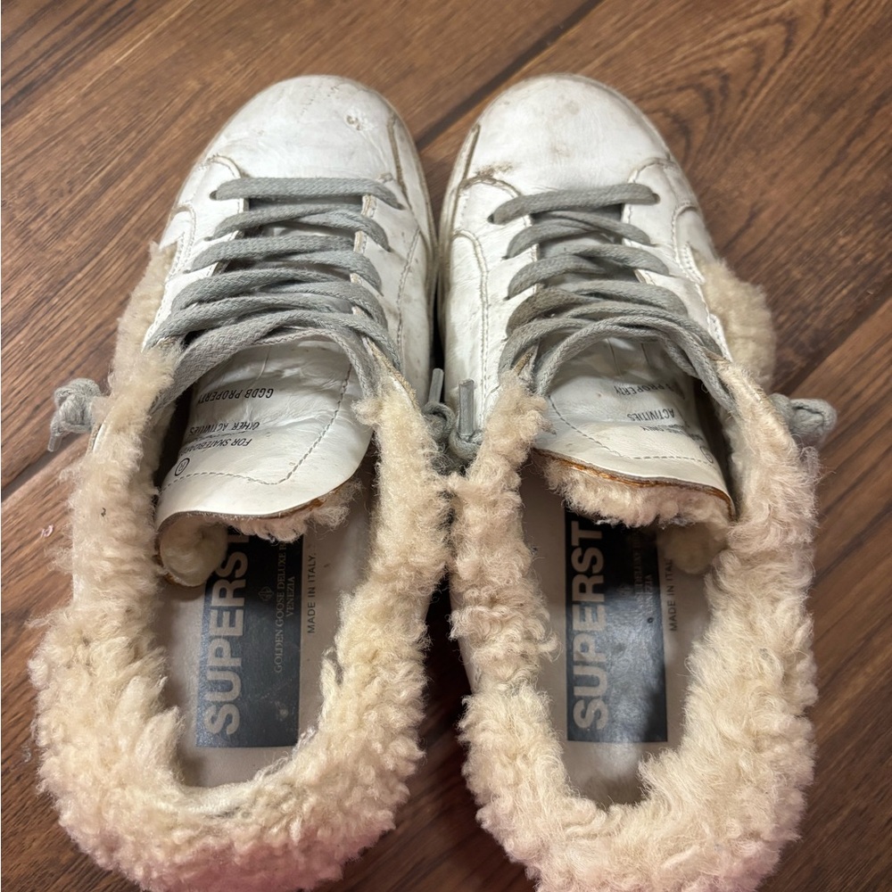 Golden Goose White and Cream Sherpa Lined Sneakers - Picture 2 of 13